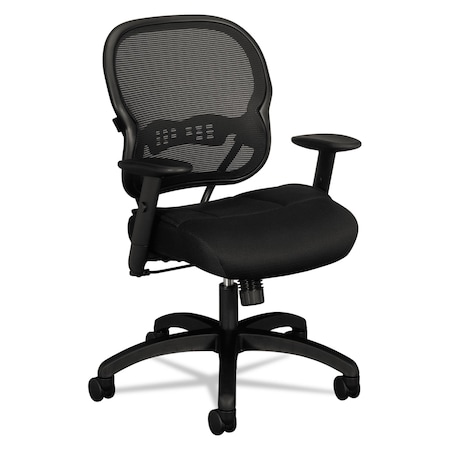 Hon Basyx Task Chair Chair, Midbck, Mesh Seat, Black, Fixed Arms, Mesh, Black VL712MM10